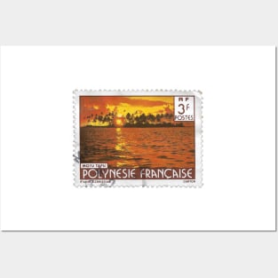 Vintage 1980 French Polynesia Sunset Stamp Posters and Art